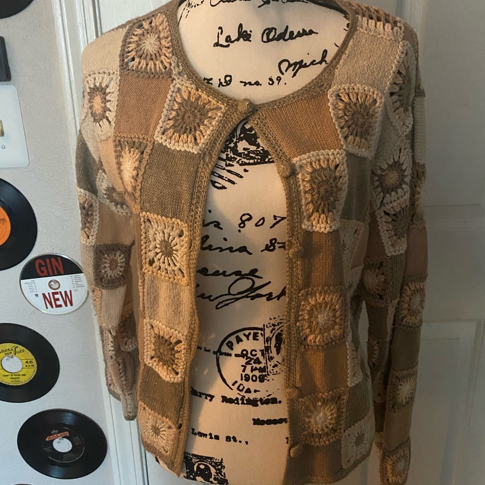 Handmade knit button up cardigan